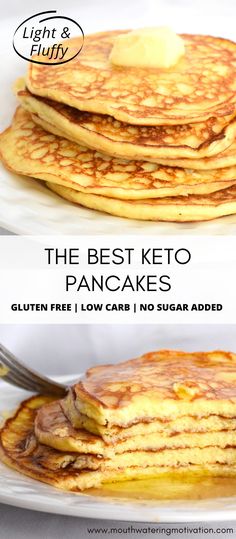 The Best Keto Pancakes! These perfect fluffy and soft pancakes are my go-to low carb breakfast. They are NOT cream cheese pancakes! These are based off of my favourite original pancake recipe and according to my brother (the pickiest eater), these taste just like the real thing! #ketopancakesrecipe #thebestketopancakes #ketopancakes #ketoalmondflourpancakes #ketobreakfastideas Low Fat Low Carb, Pancake Toppings, Flour Pancakes, Keto Lasagna, Low Carb Low Sugar