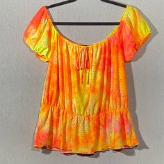 On Off Shoulder Top Vibrant Yellow Tops For Vacation, Vibrant Yellow Top For Vacation, Vibrant Yellow Vacation Tops, Vibrant Yellow Tops For Spring, Neon Yellow Beach Tops For Spring, Lace Top Blouse, Sequin Shoes, Rainbow Top, Girl With Pink Hair