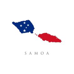 the state of samoa is shown in red, white and blue with stars on it