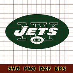 the new york jets football logo is shown on a gridded background with text that reads,