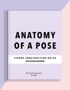 the book anatomy of a pose is shown on a pink and purple background with geometric shapes