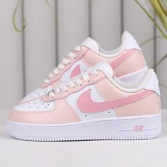 Pink Air Force 1s Custom Shoes Sneakers-shecustomize Pink Custom Air Force, Custom Air Force Ones, Nike Shoes Women Fashion, Pretty Sneakers, Air Force 1s, Nike Fashion Shoes, Air Force 1 Custom