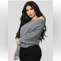 Cute Gray Karly Sweater Fashion Nova Brand New But No Tags Never Worn No Tears No Stains Gray Winter Top For Day Out, Gray Top For Winter Day Out, Gray Top For Day Out In Winter, Cute Sweater Outfits, Cutest Outfits, Trendy Outfit, Sweater Grey, Outfit Look, Hoodie Girl