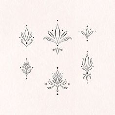 six different designs on a white background