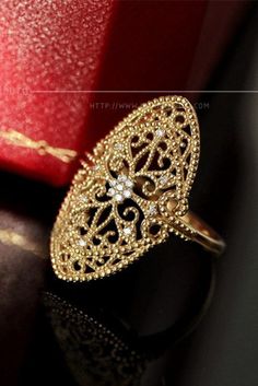 This vintage ring is the best option to tie the knot #engagementring #diamondring #goldring #topazring Gold Exquisite Filigree Ring For Formal Occasions, Exquisite Gold Filigree Ring For Formal Occasions, Gold Filigree Open Ring For Anniversary, Gold Filigree Open Ring Jewelry, Gold Filigree Open Ring, Exquisite Gold Wedding Rings, Gold Open Ring Filigree For Formal Occasions, Gold Filigree Ring With Diamond Accents For Promise, Gold Filigree Diamond Ring