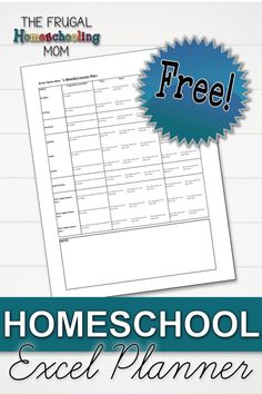 the free homeschool excel planner is shown