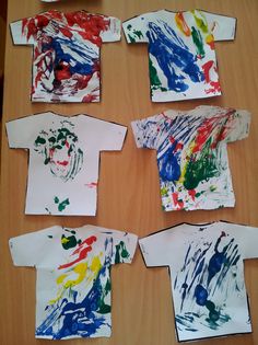 children's t - shirts made out of paper and colored paint