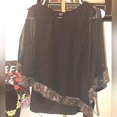 Nwt Msk Blouse. Short Sleeve Blouse For Evening In Fall, Evening Fall Blouse With Short Sleeves, Short Sleeve Evening Blouse For Fall, Evening Blouse With Short Sleeves For Fall, Black Sheer Blouse, Printed Sleeveless Blouse, Wrap Crop Tops, Boat Neck Tops, Bow Detail Dress