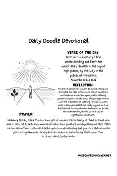 a poster with the words daily doodle devotional and an image of a person standing in front of a tree