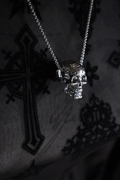 "☆☆Welcome to the Submit and Obey☆☆ 3 Dimensional Stainless Steel skull pendant necklace a solid statement piece comes on a 24\" chain hollow underneath. Introducing our Gothic Stainless Steel Skull Necklace, the perfect accessory to add an edgy and stylish touch to any outfit. Crafted with meticulous attention to detail, this 3D pendant showcases a beautifully crafted silver skull suspended from a durable stainless steel chain. Designed to appeal to both men and women, this versatile necklace i Silver Punk Pendant Necklace, Gothic Silver Box Chain Necklace, Silver Biker Jewelry As A Gift, Silver Punk Skull Necklace, Punk Silver Engraved Jewelry, Punk Style Engraved Silver Jewelry, Silver Stainless Steel Biker Jewelry, Silver Skull Chain Necklace, Silver Skull Shaped Chain Necklace