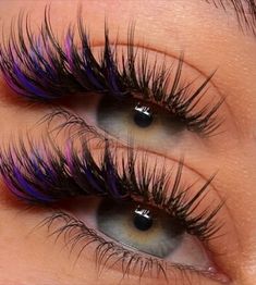 lash extensions in Edmonton with color Purple Lash Extensions Styles, Coloured Eyelashes, Eyelash Extensions With Color, Birthday Lashes, Color Lash Extensions, Lashes With Color, Lash Ideas