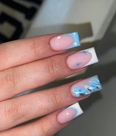 Cheerleading Nails, Blue Summer Nails, Ocean Nails, Lilac Nails, Baby Blue Nails, Halloween Acrylic Nails, Punk Nails, Hard Nails, Blue Acrylic Nails