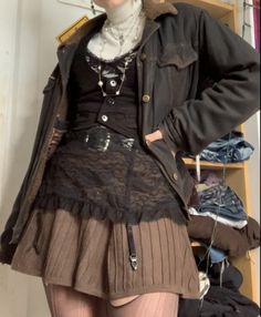 Laincore Outfit, Grunge Clothes, Fairy Grunge, Warm Outfits, Harajuku Fashion, Dark Fashion