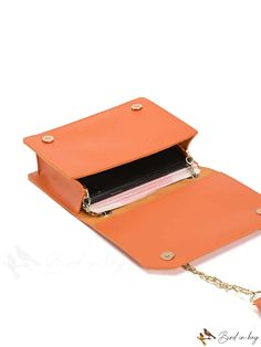 BirdinBag - Stylish Mini Square Womens Bag - Cartoon design, Single Shoulder, Crossbody Rectangular Flap Bag With Removable Pouch For School, Orange Rectangular Satchel, Orange Pouch Shoulder Bag For School, Orange Rectangular Bag For Daily Use, Orange Square Satchel For Everyday Use, School-ready Orange Pouch Shoulder Bag, Trendy Orange Rectangular Bag, Trendy Orange Square Bag, Orange Square Shoulder Bag