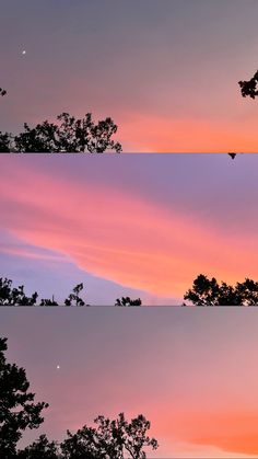 three different shots of the sky at sunset