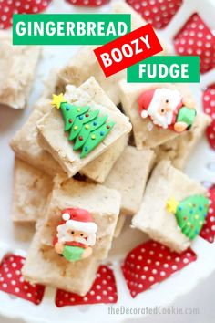 gingerbread boozy fudge on a white plate