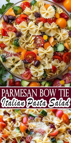 this pasta salad is loaded with fresh tomatoes, cucumbers, olives and parmesan cheese