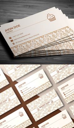 some business cards are stacked on top of each other, with different designs and colors