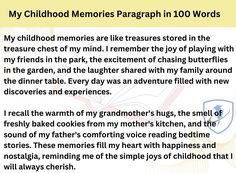 the poem for my childhood memories paragraph in 100 words, which includes an image of a