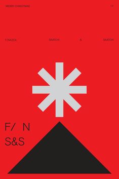 the poster for f / n s & s is shown in black and white on a red background