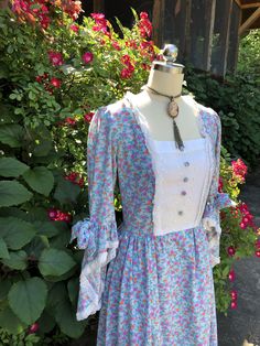 "Thank You If You Favored One of My Items! You Will Receive 10% Off an Item of Your Choice, Unless It Is On Sale, Code17. Thank You. RARE 70's COTTAGE CORE Floral Maxi/Vintage Floral Maxi Dress/Vintage Maxi Sundress/70's Sundress/Prairie Dresses/Cottage Core/Mint Condition Circa 1970's COTTAGE CORE Floral Maxi Dress with SLEEVES FOR DAYS You are Currently Viewing a Stunning Vintage 1970's Cottage Core Maxi Dress. This Dress Features Sleeves for Days trimmed in lace as well as the yoke. There are Summer Long Sleeve Costume Dress, Long Sleeve Summer Costume Dress, Summer Costume Dress With Long Sleeves, Bohemian Summer Costume Dress, Retro Summer Costume Dress, Retro Long Sleeve Costume Dress, Bohemian Fitted Costume Dress, Fitted Bohemian Costume Dress, Spring Vintage Long Sleeve Costume Dress