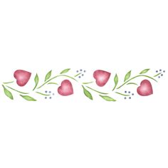 Hearts and Berries Vine Wall Stencil Border Vine Painting Simple, Wall Paint Stencil, Heart Border Design, Sketchbook Themes, Danish Apartment, Wall Stencil Border, Painted Borders, Floral Stencils, Vines Design