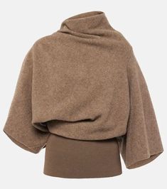 Rick Owens Cylinder Draped Virgin Wool Top - Neutrals | Editorialist Rick Owens Women, Mode Zara, Latest Sweater, Wool Top, Winter Chic, Future Outfit, Wool Turtleneck, Mode Inspiration, Thom Browne