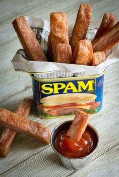 an advertisement for spam air fryer spam fries