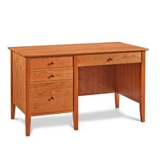 Large Shaker Office Desk with four drawers and square tapered legs, made of solid cherry wood Tree House In The Woods, Solid Desks, Study Table Ideas, Study Table Designs, Executive Home Office, Table Hallway, Office Table Design, Chair Design Wooden, Memory Maker