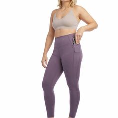 About This Item Polyester/Spandex Peached Face Interlock - Lightly Brushed Construction Made With Durable And Stretchy Fabrics. Our Poly Spandex Blend Keeps You Cool And Dry While Providing Long Lasting Comfort, Support And Complete Coverage. Designed To Remove Moisture From Your Body. High Rise Elastic Waistband That Adds Support While Contouring Your Shape. Featuring New Butt Lifting Contours That Provide Gentle Compression Leaving You With A Cool Smooth Feel. Bonded Side Pockets And Hem & Wai Full-length Fitted Tights With Pockets, Fitted Full-length Tights With Pockets, Fitted Workout Tights With Pockets, Comfort Stretch Leggings With Pockets For Loungewear, Fitted Seamless Purple Leggings, Fitted Yoga Pants With Side Pockets, Fitted Casual Tights With Pockets, Casual Fitted Tights With Pockets, High Stretch Leggings With Built-in Bra