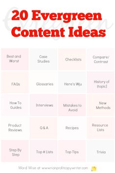 the 20 evergreen content ideas list for bloggers to use on their blog or website