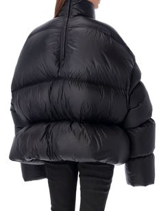 Sail Duvet Down Jacket By Rick Owens. Featuring: Puffer Fabric Oversized Fit High Padded Collar Long Sleeves With Extended Cuffs Front Zip Closure Adjustable Drawstring Waist Quilted Design Composition: 100% nylon Rick Owens Puffer Jacket, Black Outerwear, Rick Owens Women, Design Composition, Rick Owens Jacket, Chloe Purses, Composition Design, Leather Cap, Italian Fashion Designers