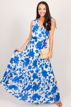 Belted Blue Floral Maxi :: NEW ARRIVALS :: The Blue Door Boutique Spring Maxi Dress With Tie Waist For Day Out, Blue Belted Maxi Dress, Spring Garden Party Belted Maxi Dress, Belted Maxi Dress For Garden Party, Flowy Belted Maxi Dress For Day Out, Spring Flowy Belted Maxi Dress, Spring Tie Waist Maxi Dress, Spring Maxi Dress With Tie Waist, Blue Maxi Dress With Elastic Waistband