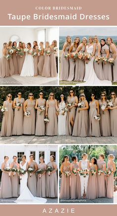 the bridesmaid dresses are all different colors and styles, but there is no one in