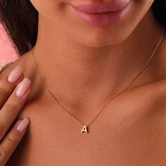 Initial Necklace, Letter Necklace, Gold Necklace, Personalized Name Necklace, Wife Gifts ,Gifts For Mom, Moms Gift, Birthday Gift for her 14k Gold Initial Necklace, Wedding Ring Finger, Double Heart Necklace, Wife Gifts, Gold Letter Necklace, Solid Gold Necklace, Initial Necklace Gold, Estilo Hip Hop, Gold Initial