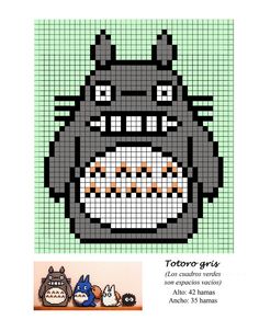 the cross stitch pattern for totoro gra is shown in black and white