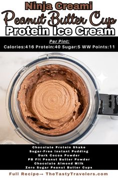 Check out my recipe for making Ninja Creami Chocolate Peanut Butter Cup Protein Ice Cream! All of the delicious flavors from Reese's peanut butter cups with the added benefits of extra protein! This recipe uses the Ninja Creami to create protein ice cream instead of a traditional ice cream maker. Chocolate and peanut butter are one of the best flavor combinations out there! This recipe is suitable for High Protein Diets and is Bariatric Diet Plan. #HighProtein #BariatricDiet #FrozenDesserts Chocolate Protein Ice Cream, Peanut Butter Cup Ice Cream, Espresso Ice Cream, Coffee Ice Cream Recipe