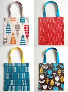 four bags with different designs on them