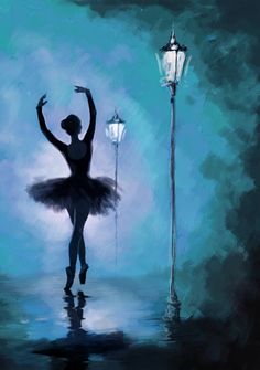 a painting of a ballerina in front of a street light iphone case by an artist