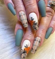 Cute Nails For Fall, Plaid Nails, Her Nails, Thanksgiving Nails, Trendy Nail Design