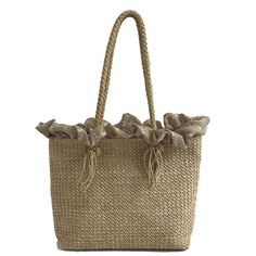 Free U.S. shipping. Style:  , color:Khaki, suite for season：Summer, Autumn ，Anniversary, Date, Going out, Honeymoon, Material Straw, Khaki Straw Tote Summer  Bag Ruffle Beach Bags Large Beach Bags, Straw Handbags, Rattan Bag, Travel Tote Bag, Handbags Casual, Canvas Messenger Bag, Bags Luxury, Straw Bags, Ootd Summer