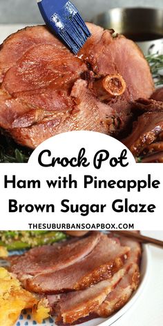 ham with pineapple brown sugar glaze on a plate