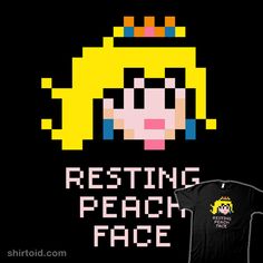 an old school video game poster with the words resting peach face in front of it