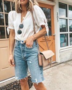 Long Jean Shorts, Jean Short Outfits, Denim Shorts Outfit, Tokyo Street Fashion, Shorts Outfits Women, Summer Shorts Outfits