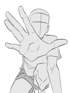 a drawing of a person holding their hand up in the air with both hands extended