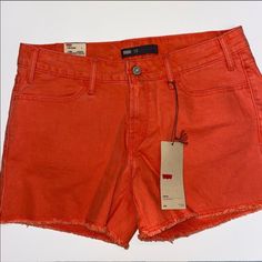 Super Cute Nwt Orange Faded Denim Shorts. Frayed At The Bottom. Size 10 Orange Shorts, Faded Denim, Levis Denim, Levi Shorts, Color Orange, Jean Shorts, Levi's, Denim Shorts, Super Cute