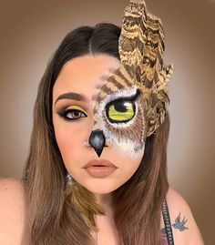 Owl Halloween Makeup, Owl Makeup Halloween, Owl Face Paint, Owl Makeup, Scary Owl, Makeup Artistic, Makeup Idea, Halloween Costume Accessories