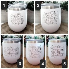 the instructions for how to make a wine tumbler with handwritten lettering on it