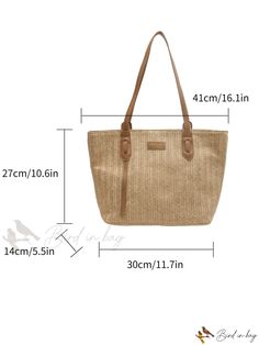 Bird in Bag - Straw Bagette Patch Decorative Accessory - Perfect for Summer Beach Travel Casual Pouch Shoulder Bag With Braided Handles, Casual Pouch Bag With Braided Handles, Casual Beige Pouch Beach Bag, Casual Pouch Straw Bag For Beach Season, Casual Straw Pouch Bag For Beach Season, Casual Large Capacity Straw Pouch Bag, Casual Large Capacity Pouch Straw Bag, Casual Double Handle Canvas Bag For Beach, Pouch Shoulder Bag For Daily Use During Beach Season