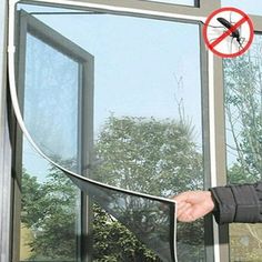 a person holding up a window with a mosquito on it